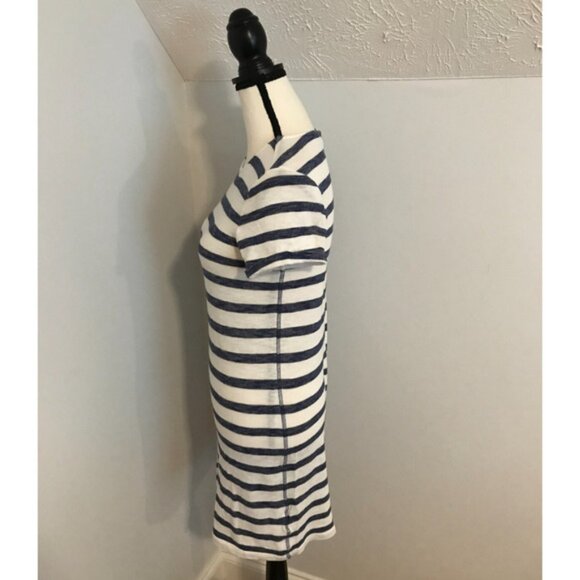 Alice + Olivia Rolled Sleeve Blue/White Striped Mini Dress - Picture 2 of 8
